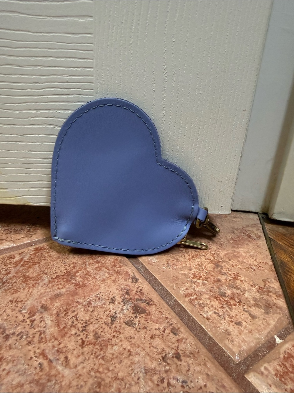 Portland leather goods heart pouch keychain